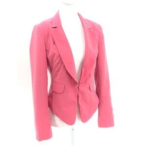 Bisou Bisou Michele Bohbot Hot Pink Blazer Hook & Eye Jacket Womens Size Small